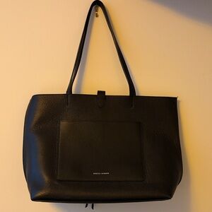 Rebecca Minkoff Black Leather Tote with Front Pocket